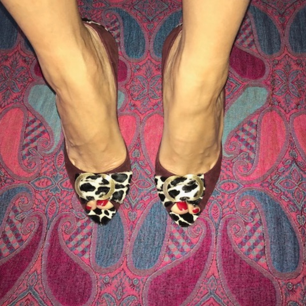 Cheetah & Ox Blood Wine Heels, size 9